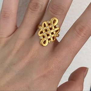 Vintage Gold Crystal Embellished Cocktail Ring